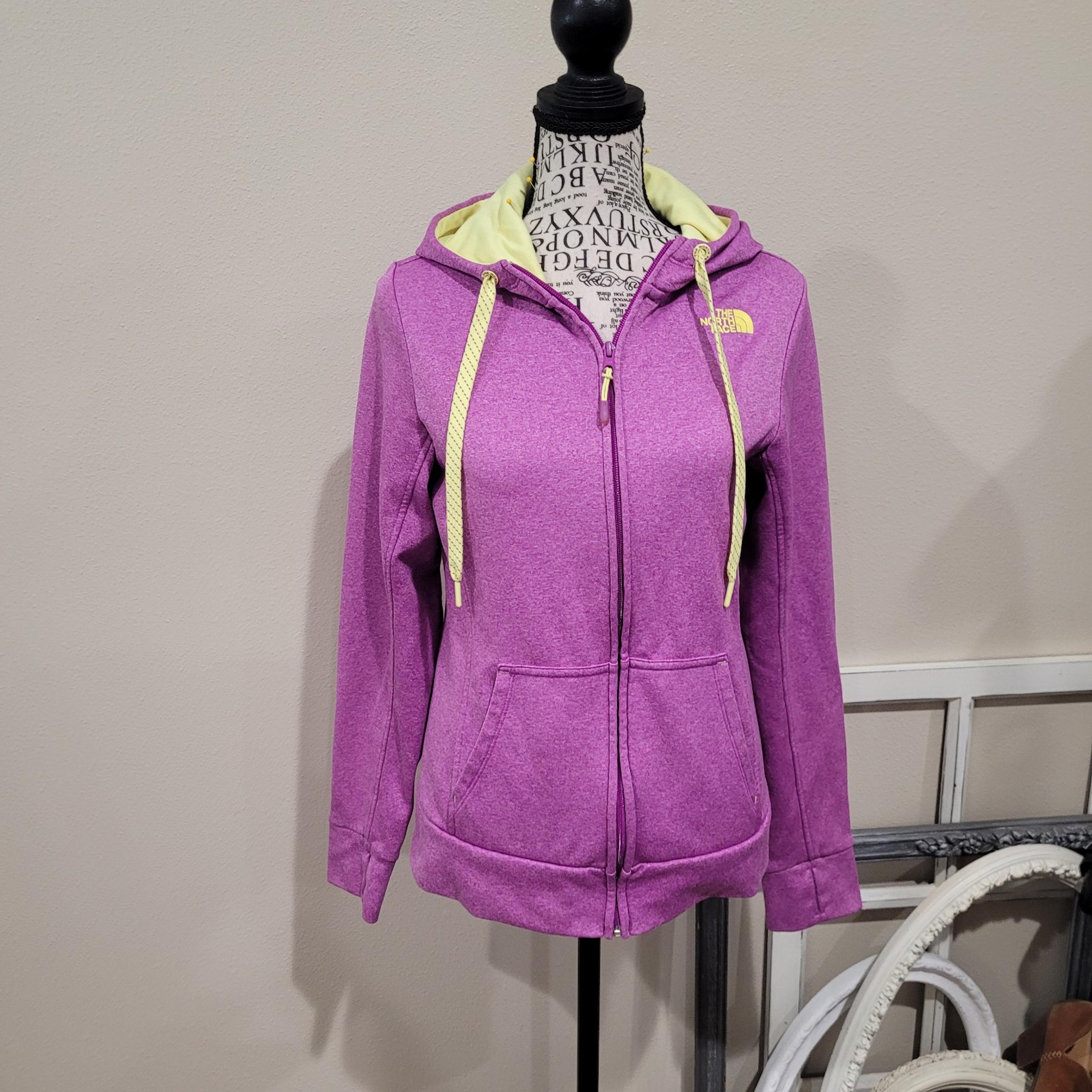 The North Face Women SZ S athletic hoodie Jacket raspberry/yellow workout casual