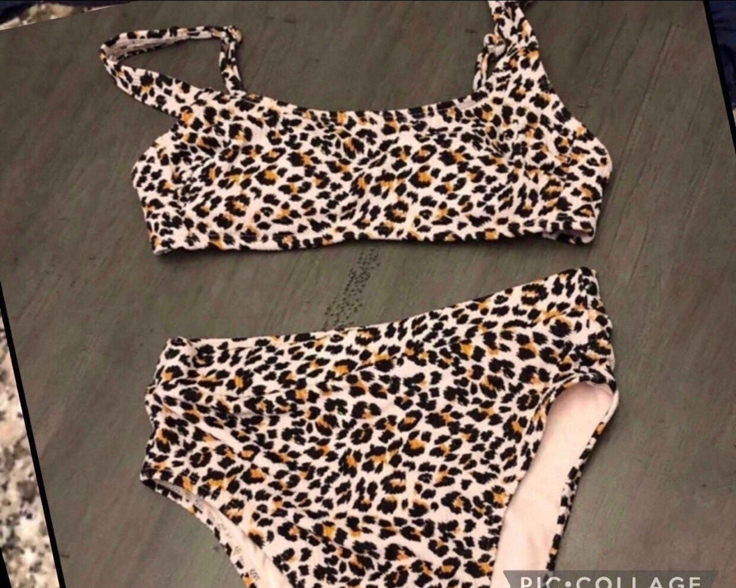 NWOT Xsmall Xhileration two piece SwimSuit leopard print.