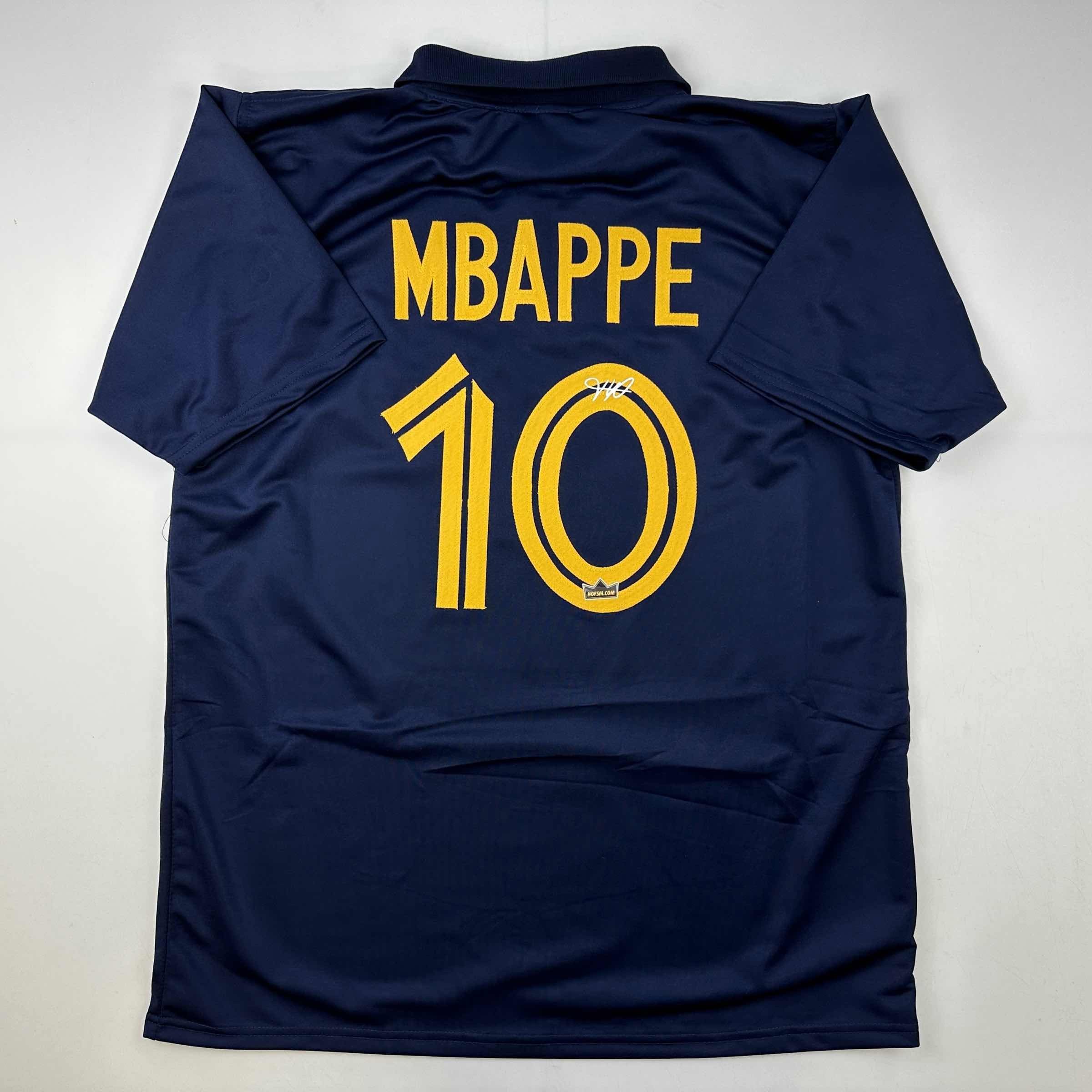 Facsimile Autographed Kylian Mbappe France Blue World Cup Auto Soccer Jersey S