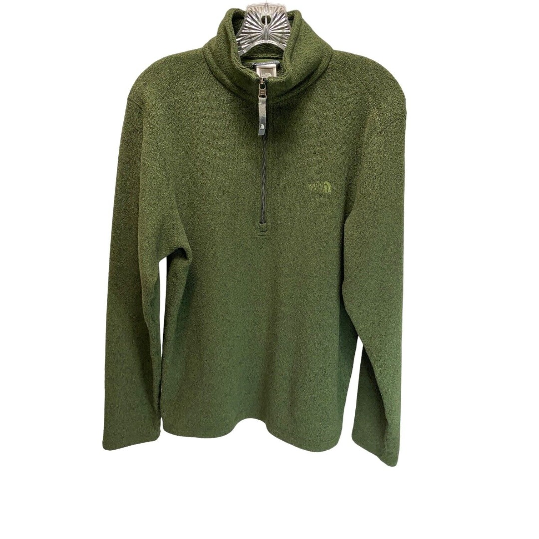 The North Face Men's 1/4 Zip Pullover Fleece Jacket Sz S/P Green better sweater