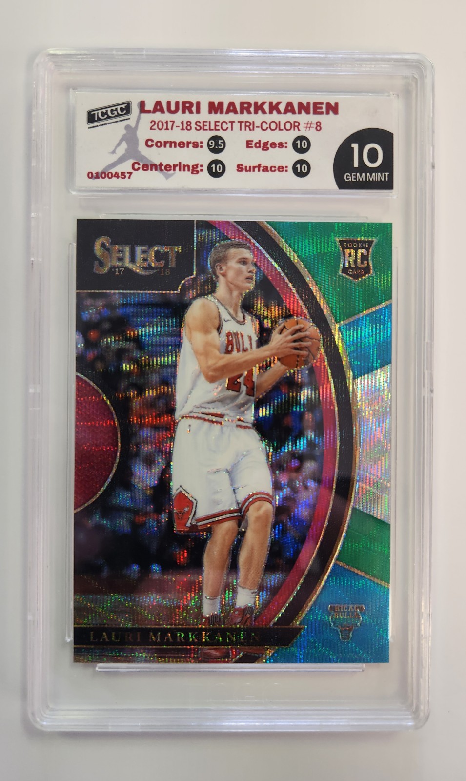 2017-18 Lauri Markkanen Select Tri-color Rookie #8 TCGC 10 Gem Mint