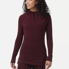 Smartwool Womens Thermal Drape Neck Hoodie Sz 1X Black Cherry Heather NWT Wool