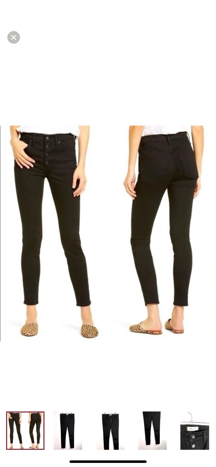Madewell 9” Button Fly Mid Rise Skinny Black Jeans