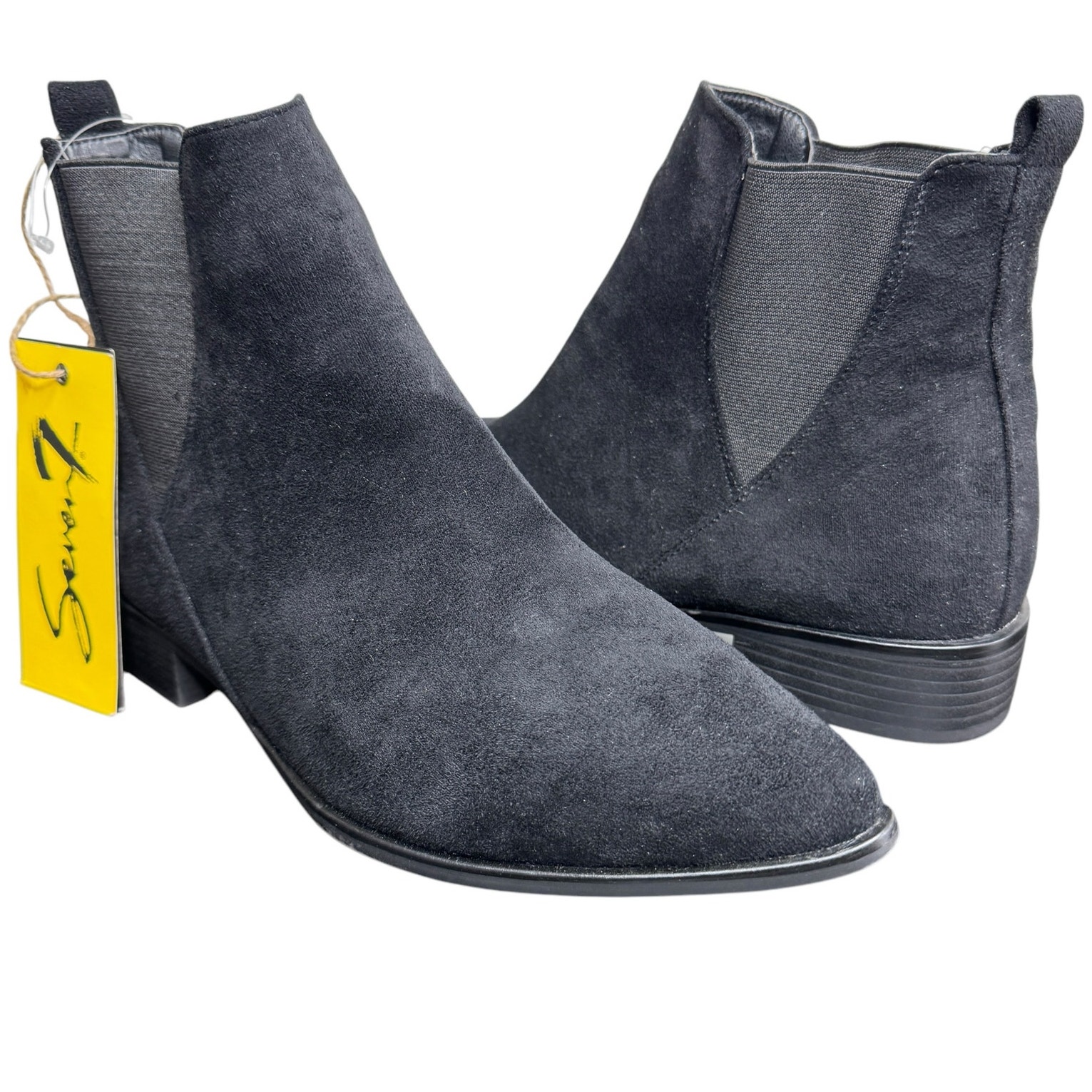 Seven7 Manhattan Chelsea Boot Faux Suede Flat Ankle Booties Black New NWT 9 M
