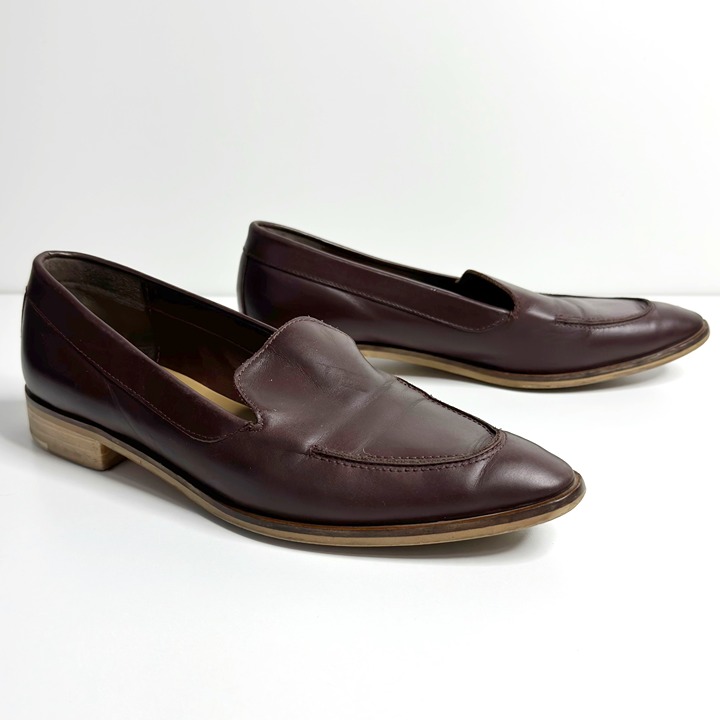EVERLANE The Modern Loafer Pointed Toe Flats Burgundy Leather 8.5