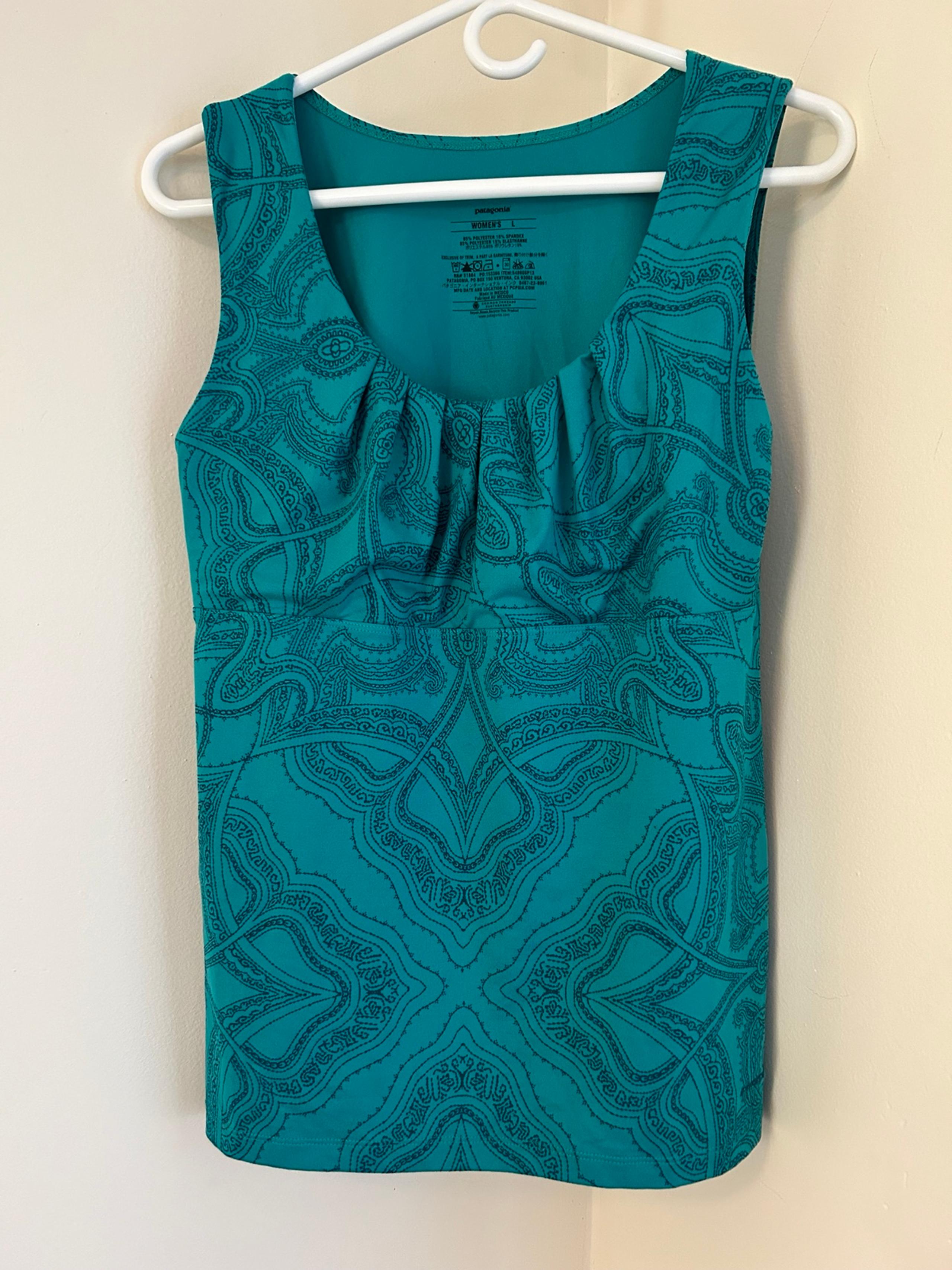 Patagonia Womens Bandha Tank Top Sea Green Paisley Print Size Large 54860 EUC