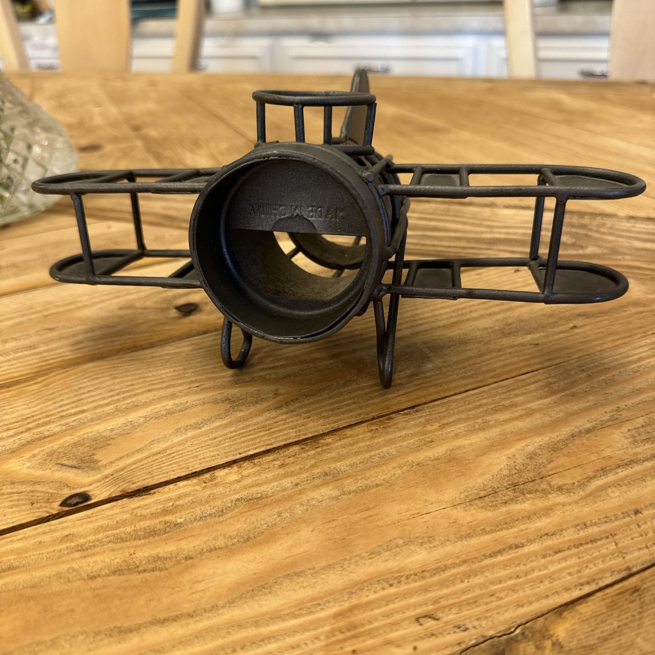 Bronze Colored Metal Diecast Airplane Desk Decor Aviation No Clock Vintage Plane