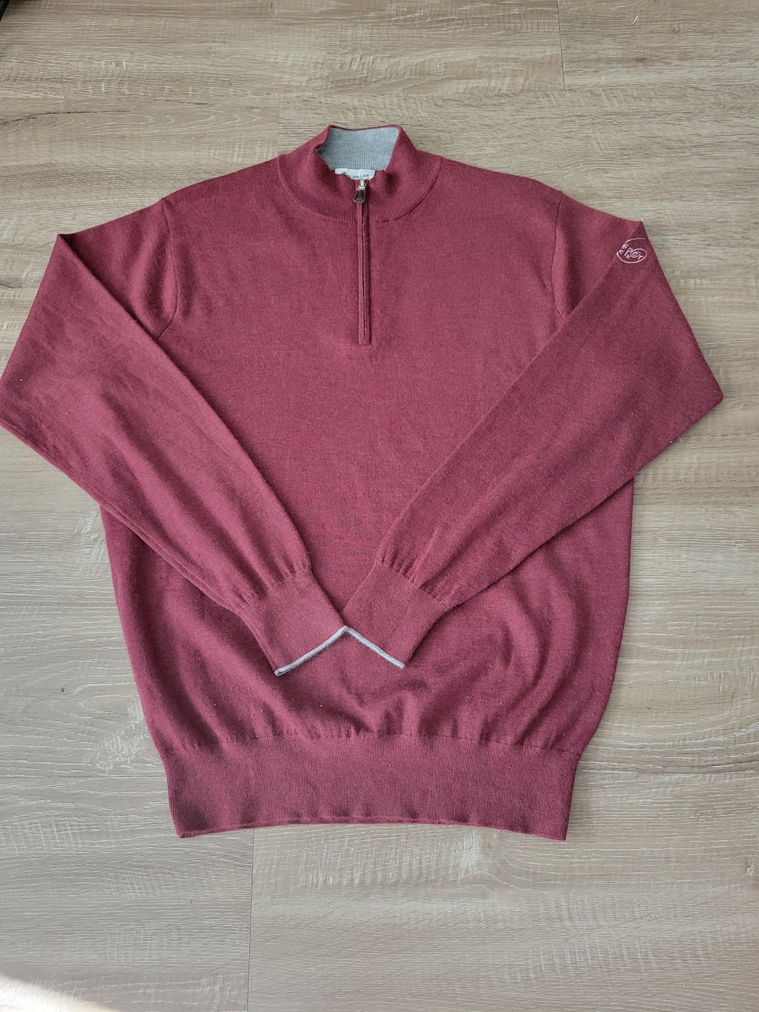 Peter Millar Men’s Crown Large Pre-owned Quarter-Zip Pullover Sweater Red Maroon