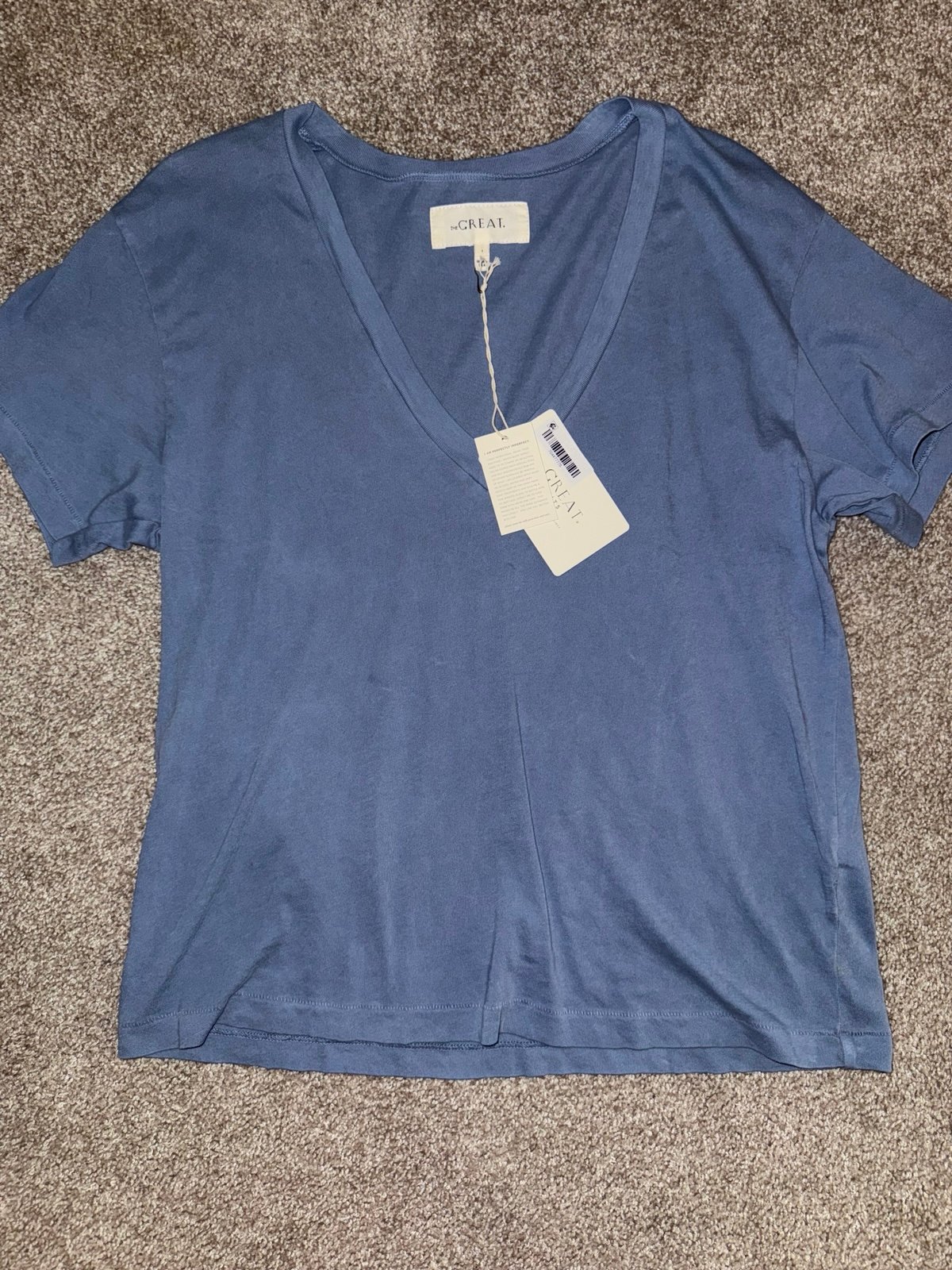 NWT The Great Blue The V Neck Top Shirt Tee T Shirt Size Small S 1 105