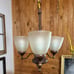 3 Light Hanging Chandelier Bronze Kitchen Dining Room 180 Watt Glass Shades