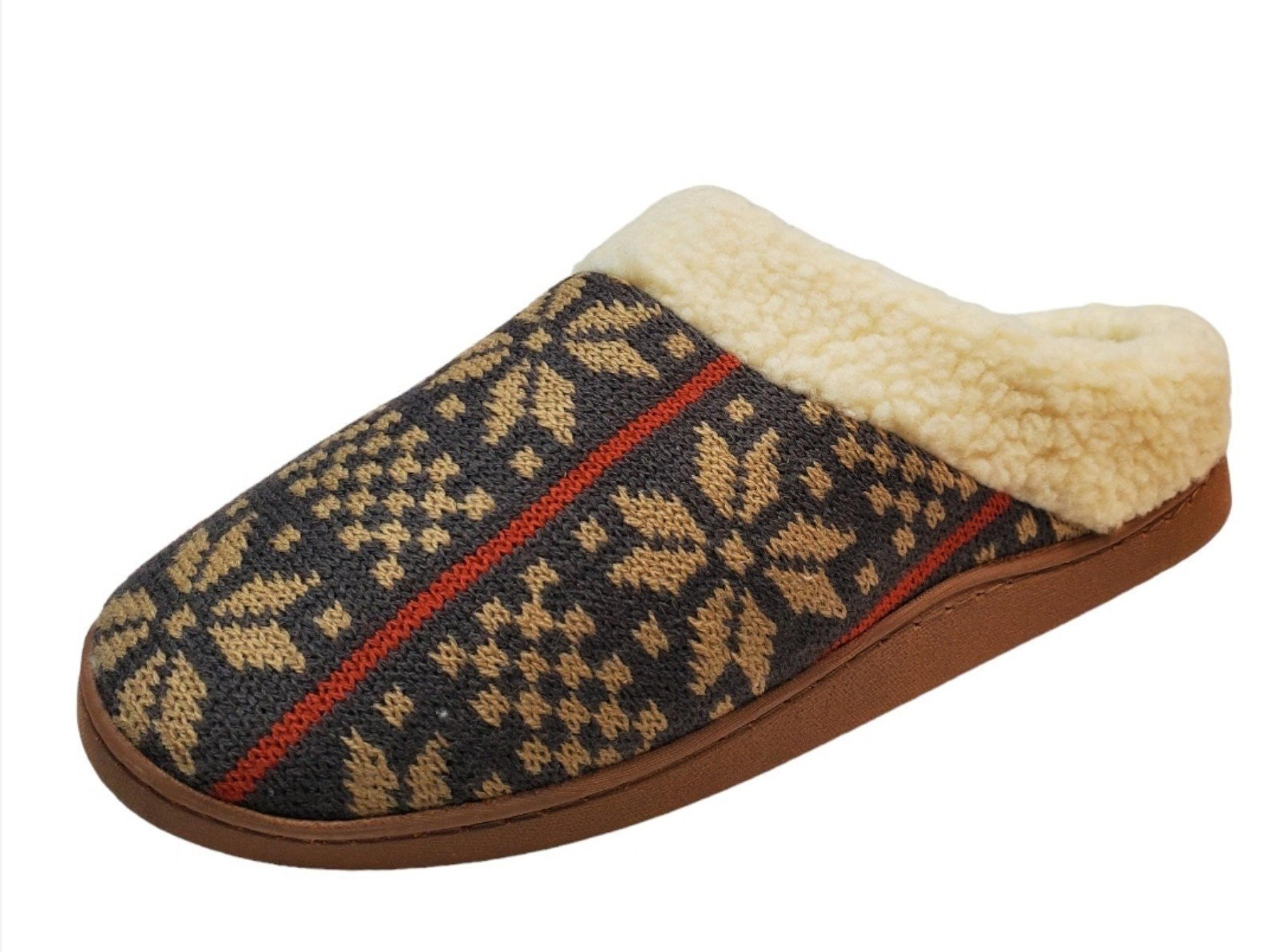 Deer Stags Mens Shoes Lodge Patterned Knit Slip On Slippers Large 11/12