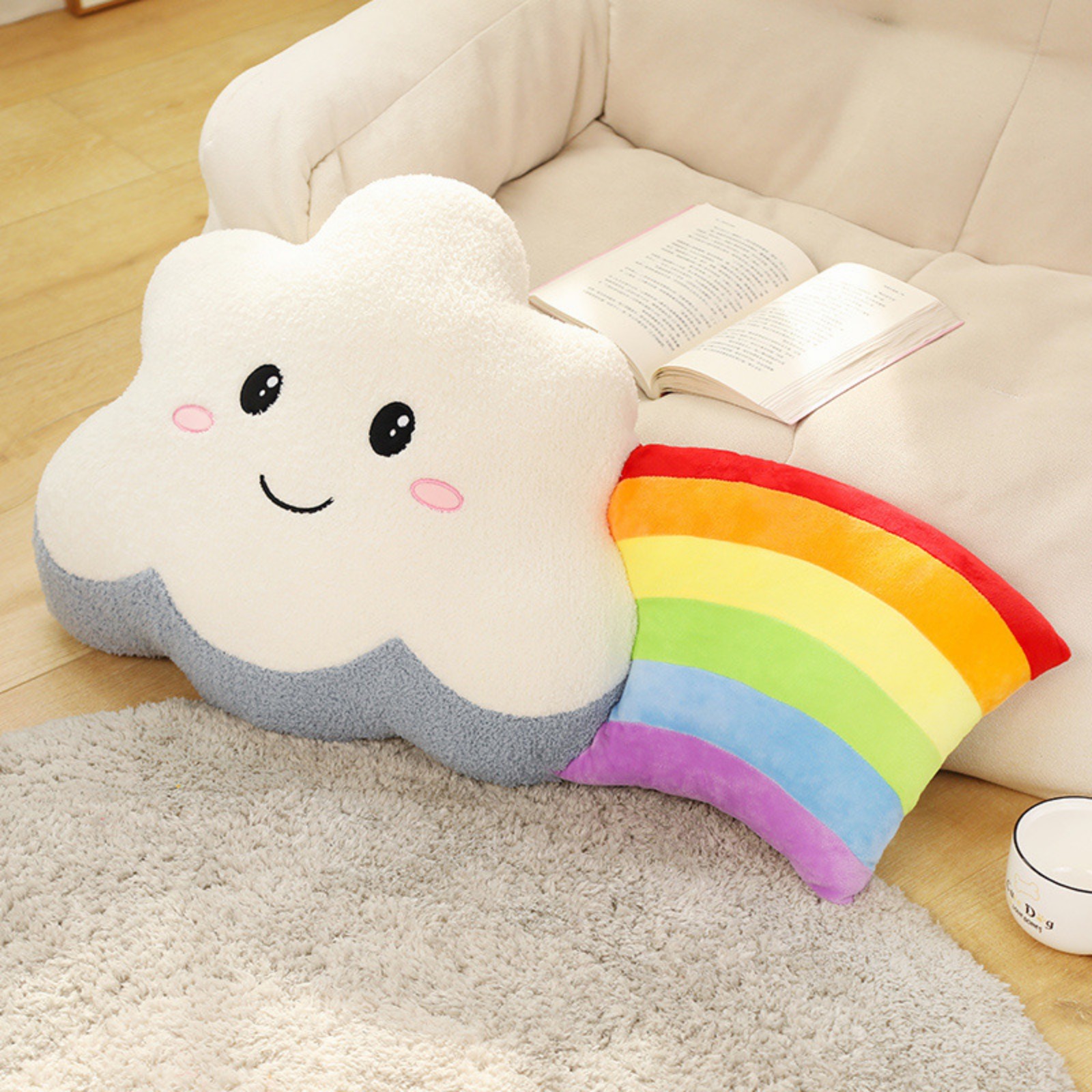 Lovely rainbow cloud pillow blanket home furnishing soft outfit auspicious cloud