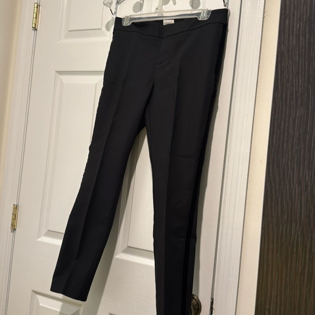 Ecru Black Tuxedo Stripe Pants Black Slim Rivington Cotton Blend size 4