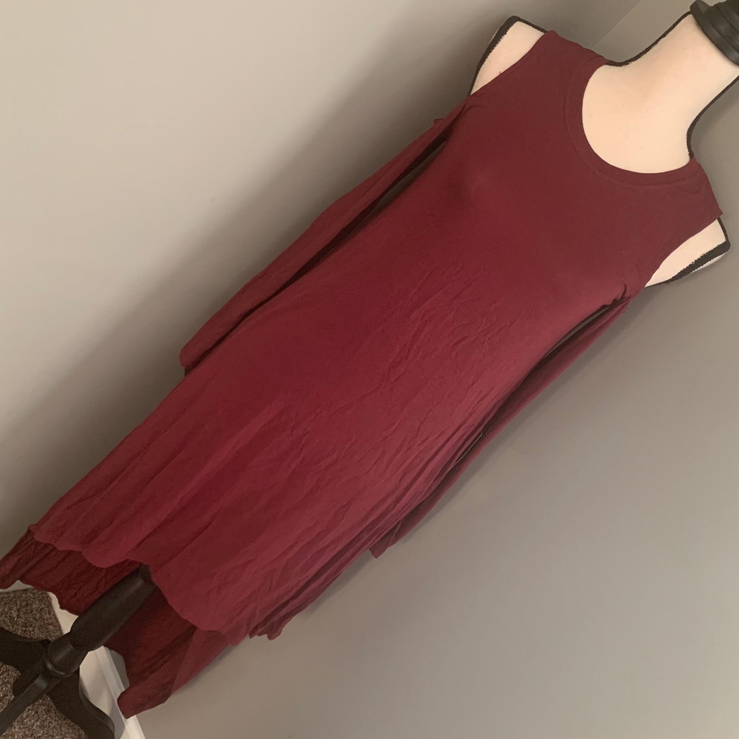 BNWT BCBG maroon red long sleeve cut out shoulders high to Low Dress