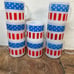 Glasbake Stackable Milk Glass Mugs Red White And Blue
