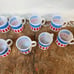 Glasbake Stackable Milk Glass Mugs Red White And Blue