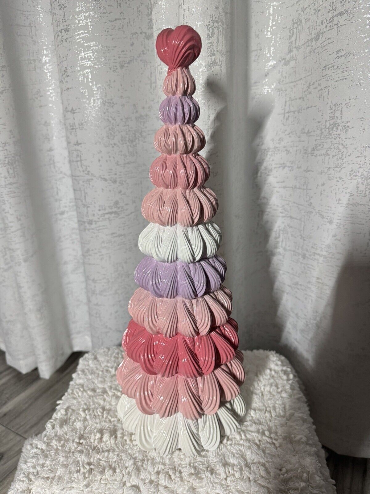 Frosted Whipped Valentine's Day Tree Valentines Decor Pink Purple White Heart