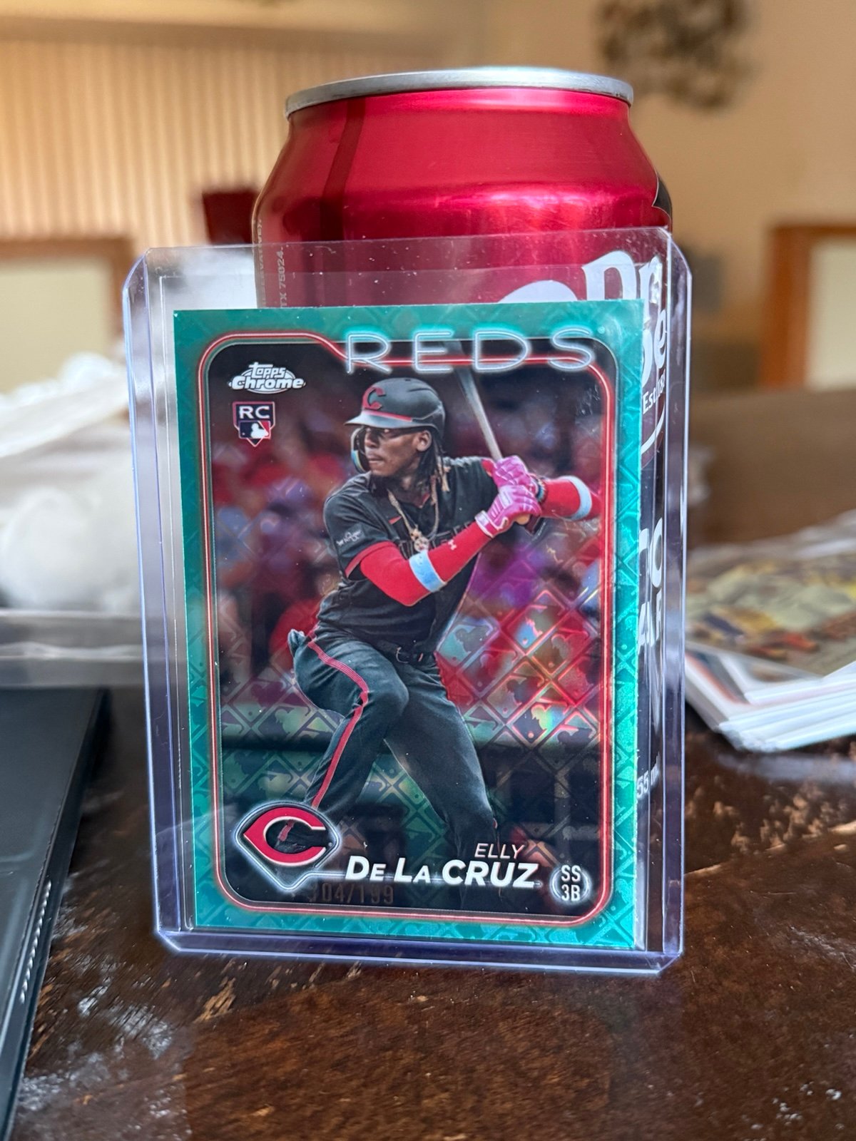 2024 Topps Chrome Logofractor #44 Elly De La Cruz Aqua Refractor /199 RC Rookie