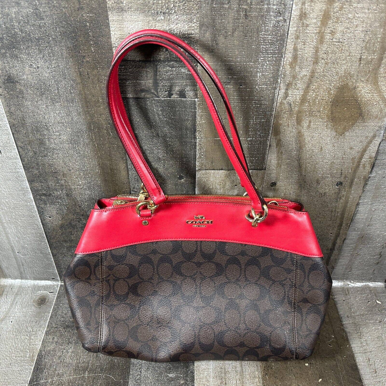 COACH BROOKE CARRYALL IN SIGNATURE CANVAS (F26139) Brown True Red