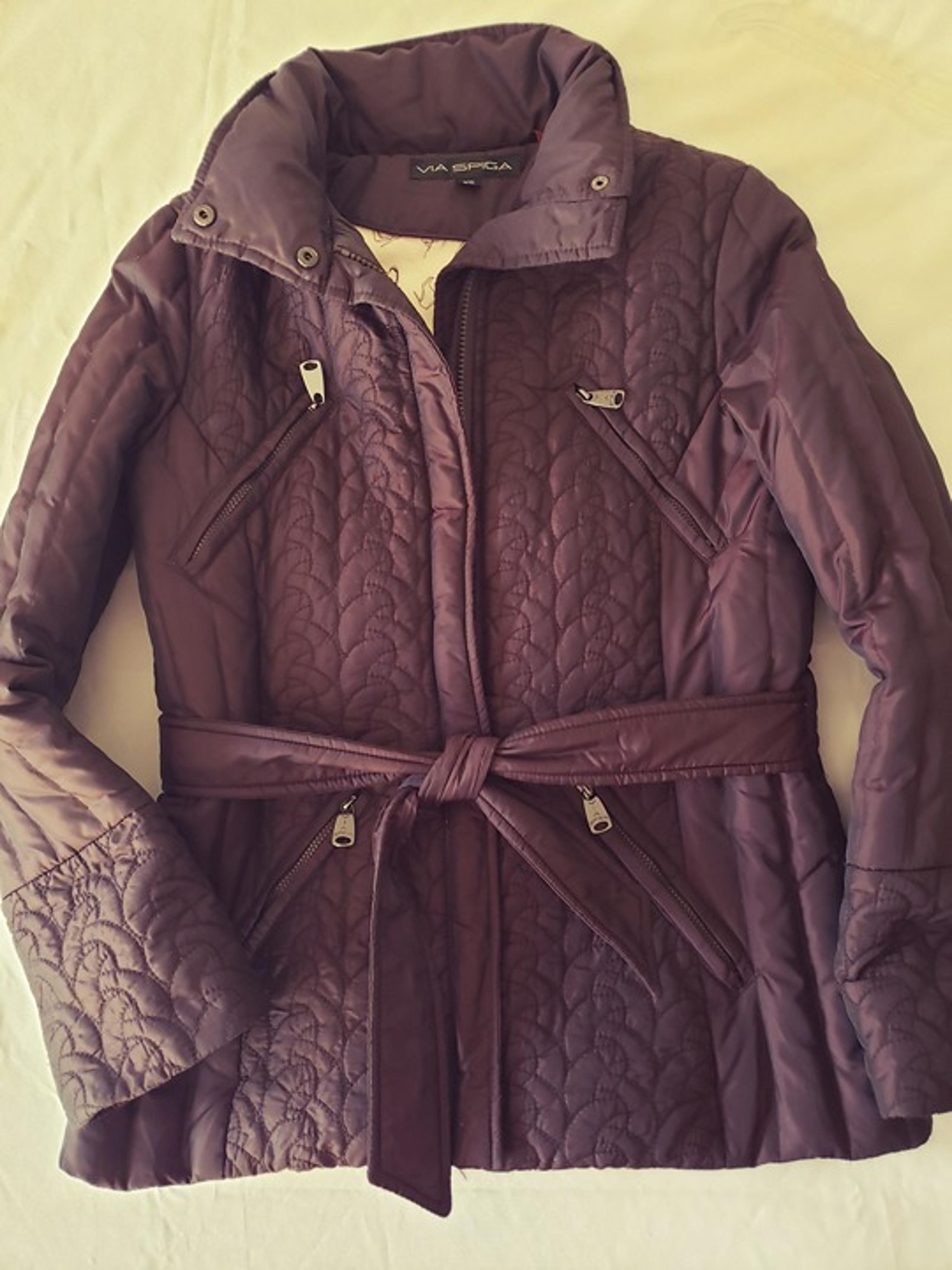 Via Spiga Quilted Down Belted Lightweight Brown Puffer Jacket