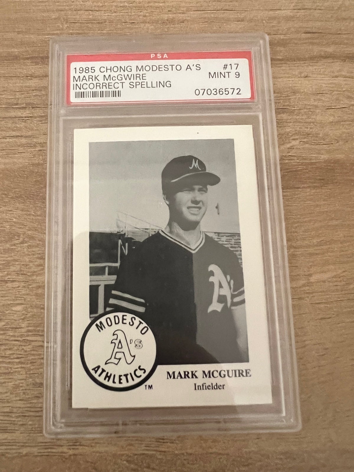 1985 mark mcgwire modesto As incorrect spelling rookie