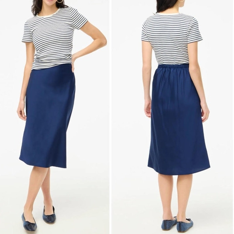 NWT J. Crew Bias Navy Blue Skirt XS