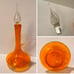 Vintage Bischoff Glass Decanter Orange Crystal Flame Stopper Genie 16.5” Tall