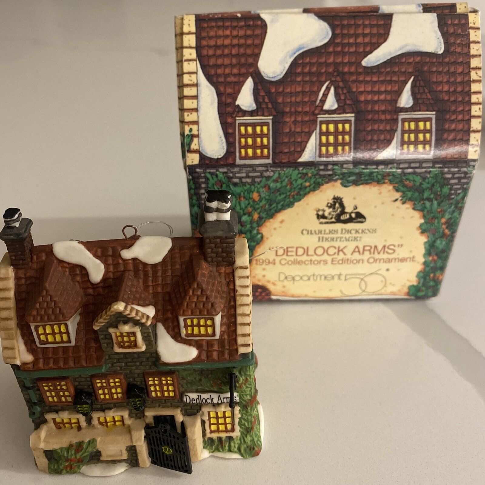 Dept 56 Charles Dickens Heritage Dedlock Arms 1994 Ornament Village Signed W/Box