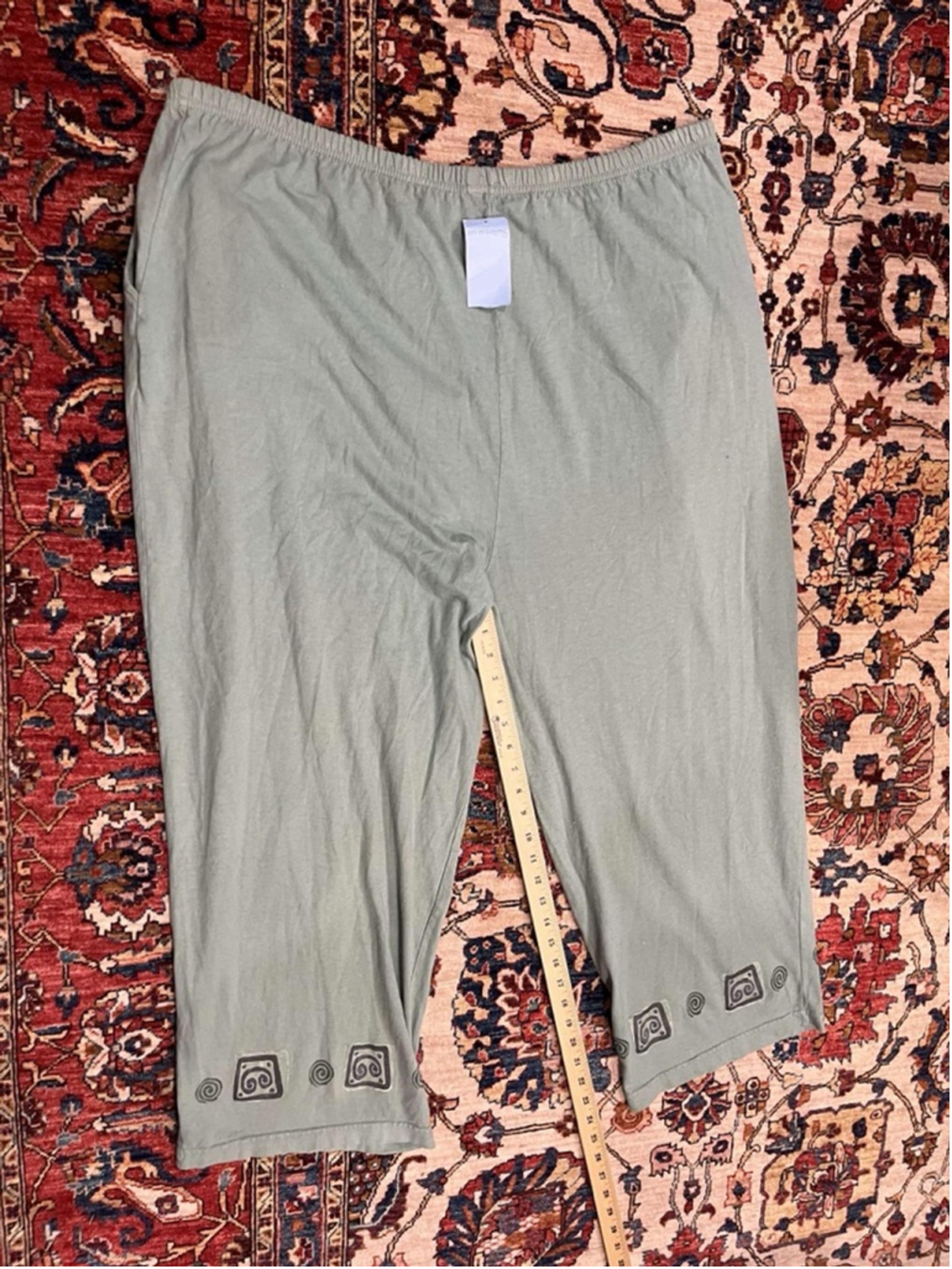 NEW BLUE FISH Womens Wide Leg Pants Hand Printed Wearable Art Organic Cotton