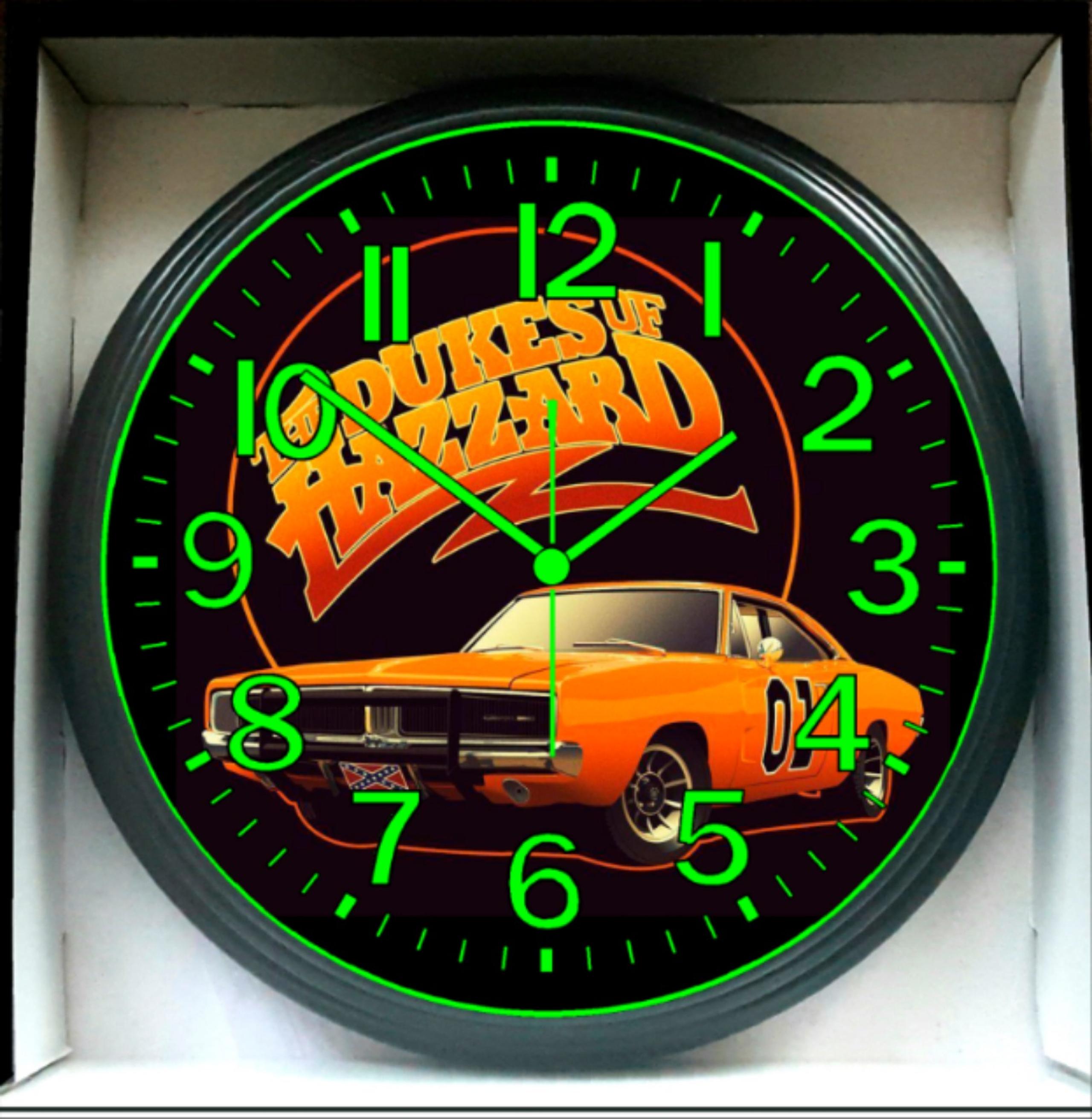 Dukes Of Hazzard General Lee Glow In The Dark Wall Clock New!