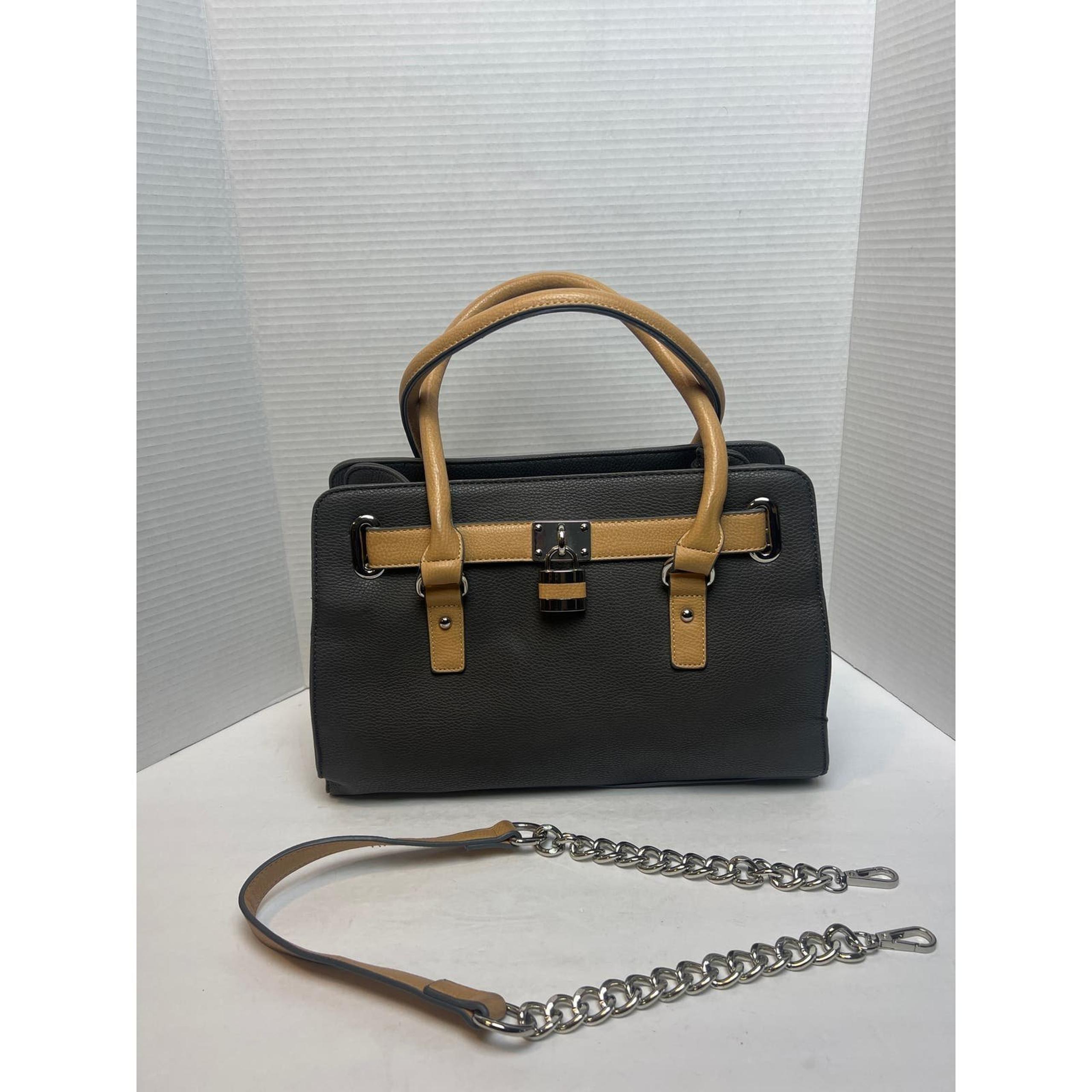 Charming Charlie Gray  and beige leather purse
