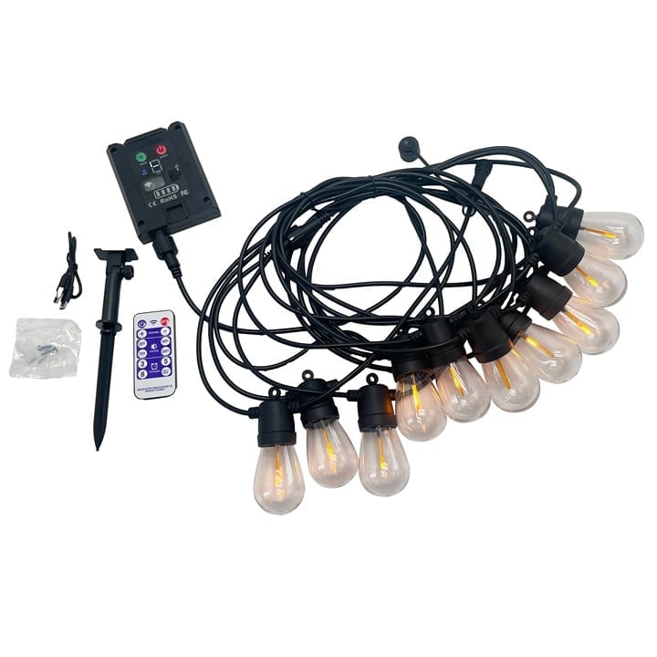 Solar Meteor String Lights Stream Lights 8 modes Dual Battery Panel 48ft 15 LEDs