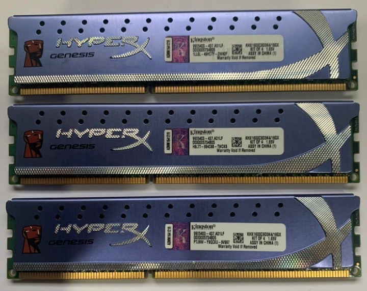 Lot of 3 Kingston HyperX Genesis 1600MHz DDR3 4GB each (3x4GB) Total 16GB