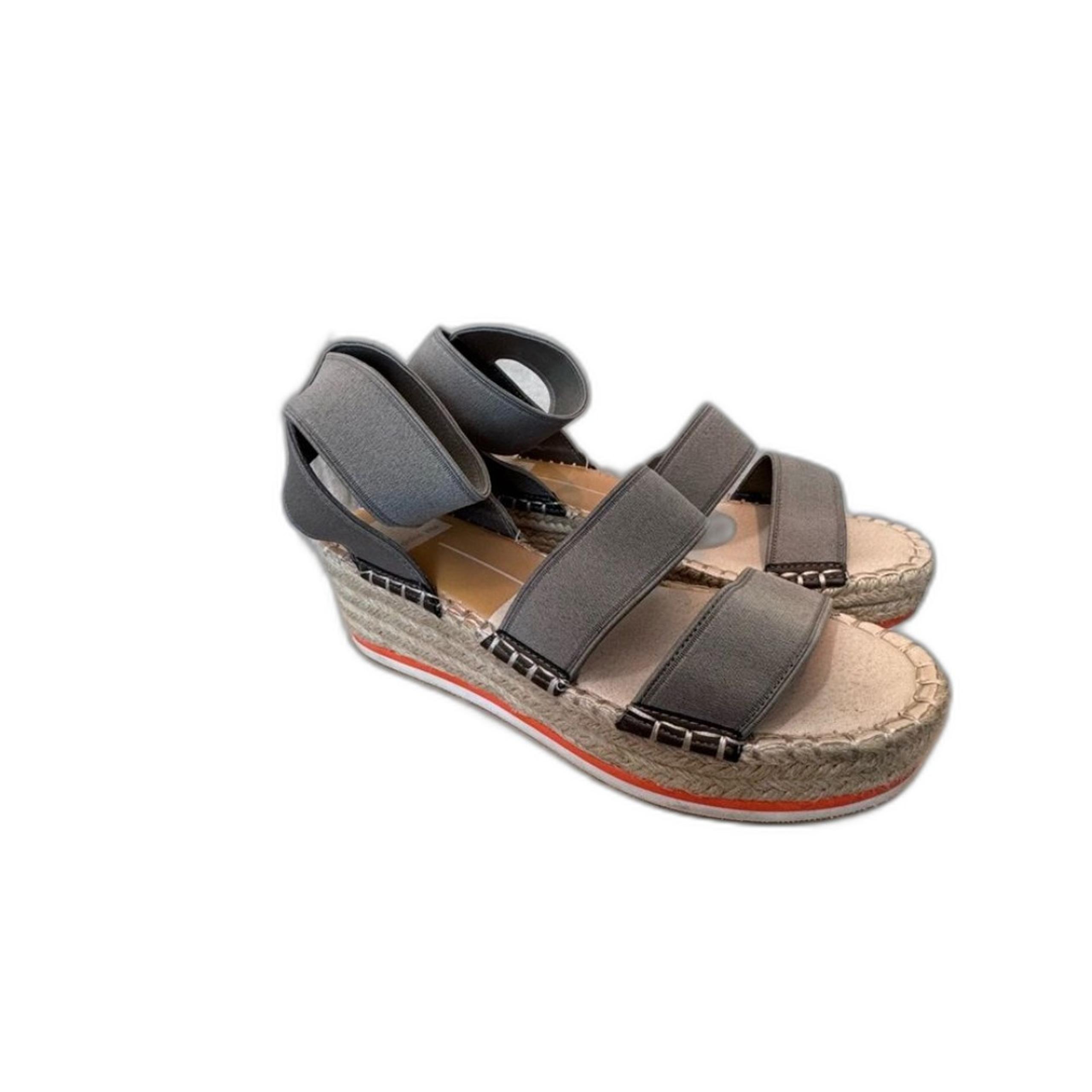 Dolce Vita Lury Espadrille Wedge Sandal Size 7.5M Grey Elastic Open Toe