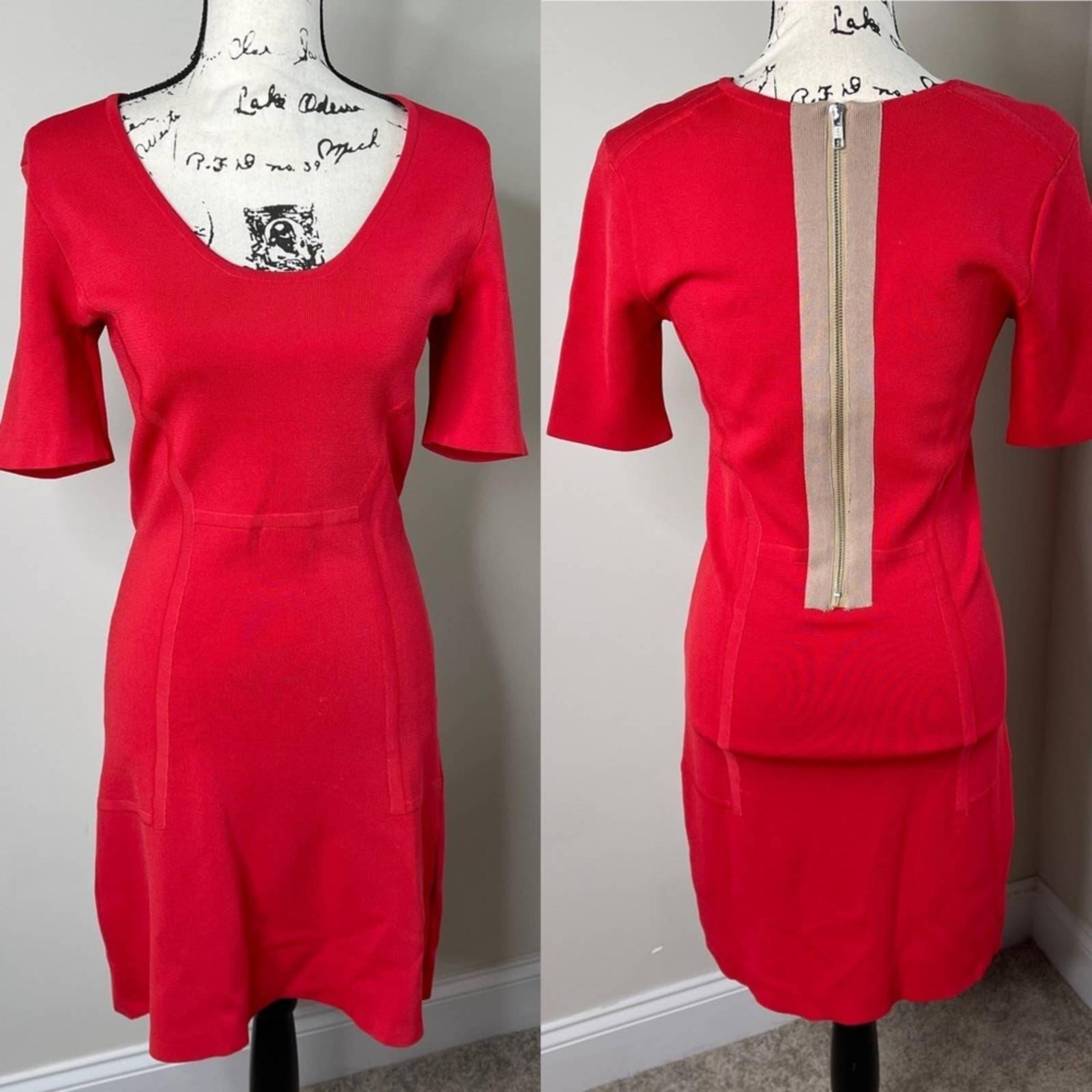 red short knit body con mini dress size medium - Yigal Azrouel