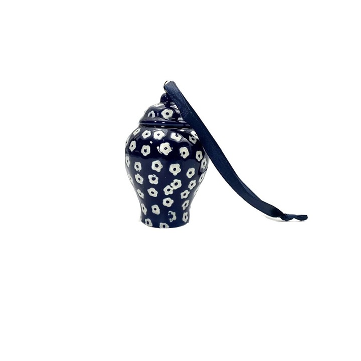 Ornament Blue and White Porcelain Oriental Ginger Jar Christmas Tree Decor Gift