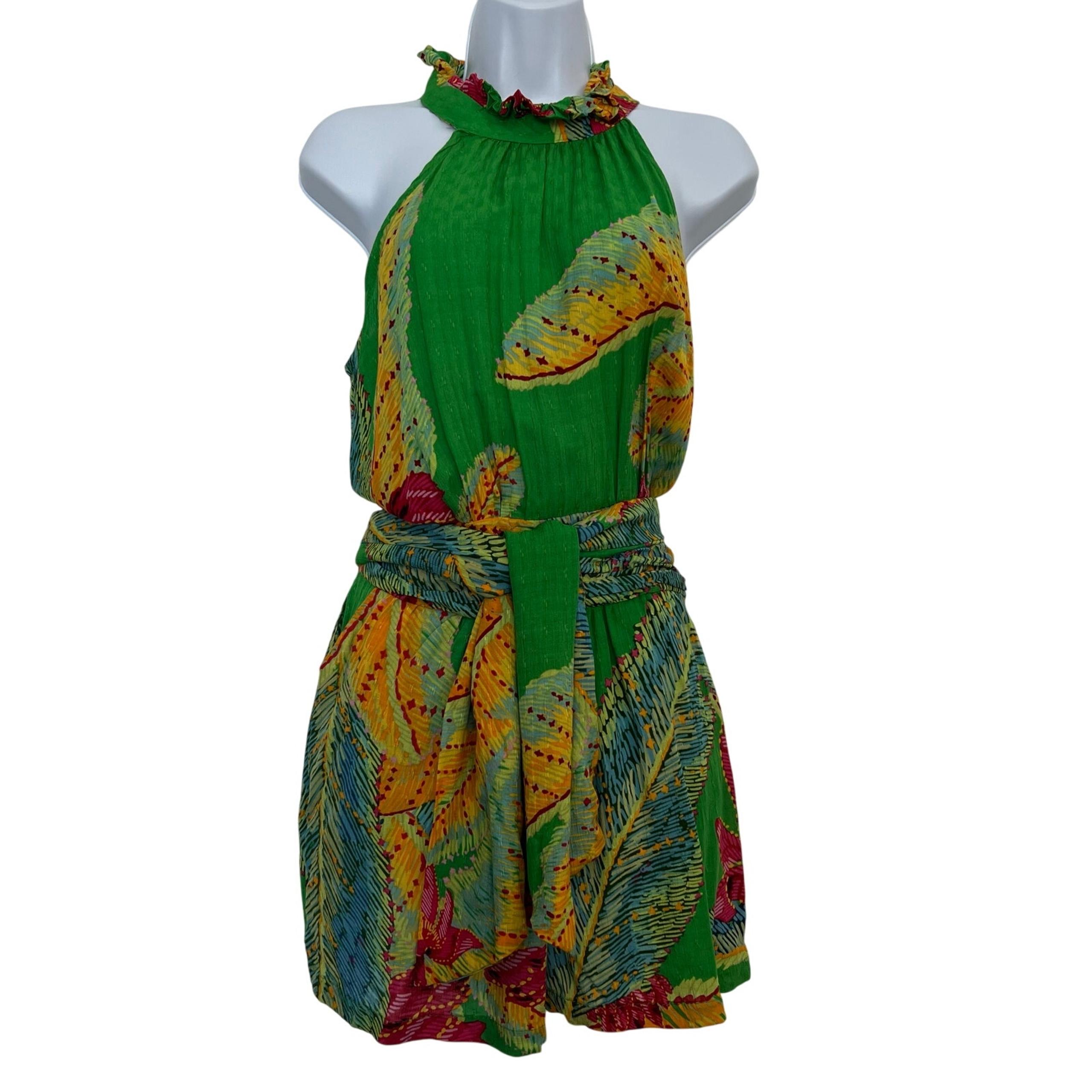 Cynthia Rowley Palm Print Tropical Halter Romper Women Size XS Resort Vacay NWT