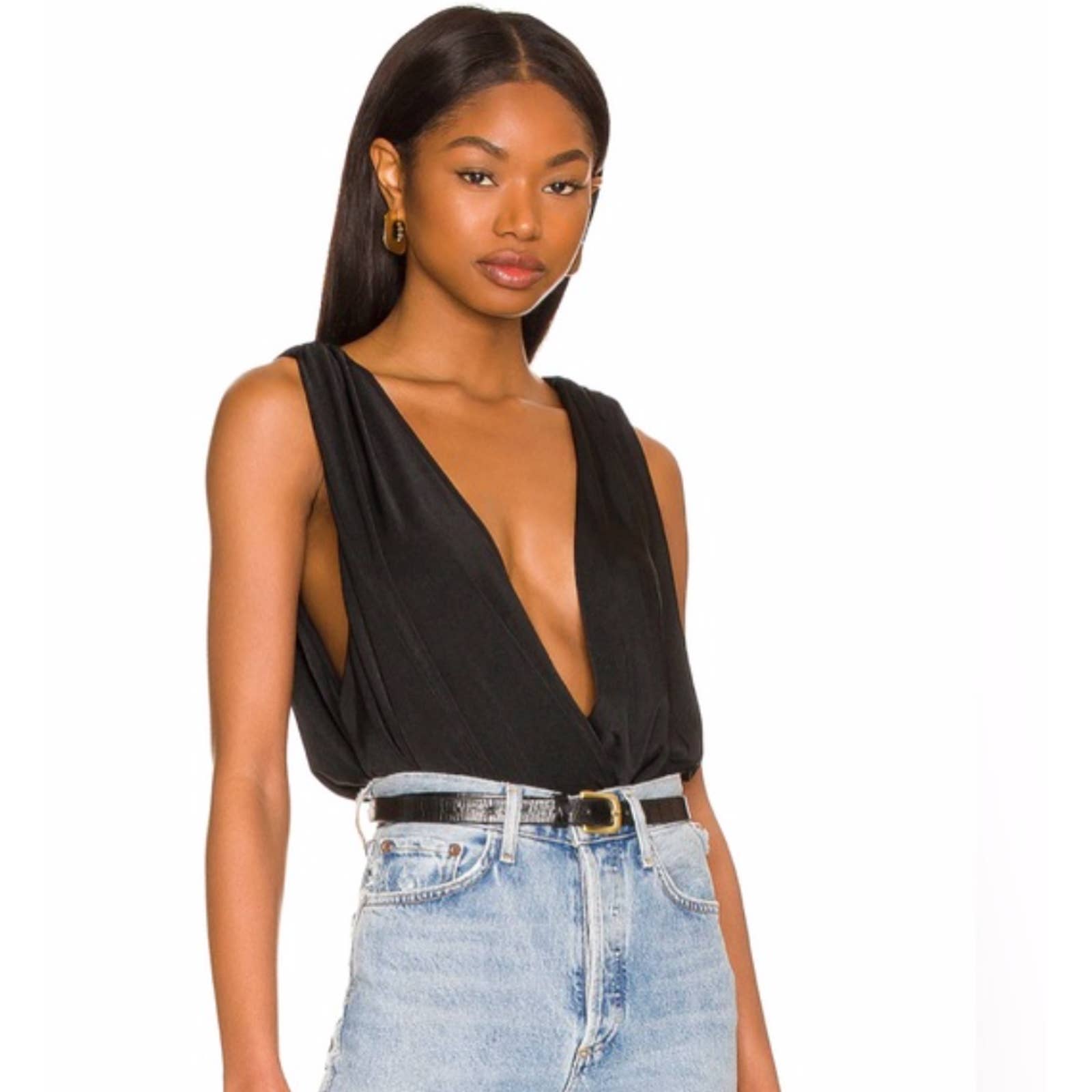 NWOT Free People Intimately Night Owl Bodysuit Women's Thong Black Size M