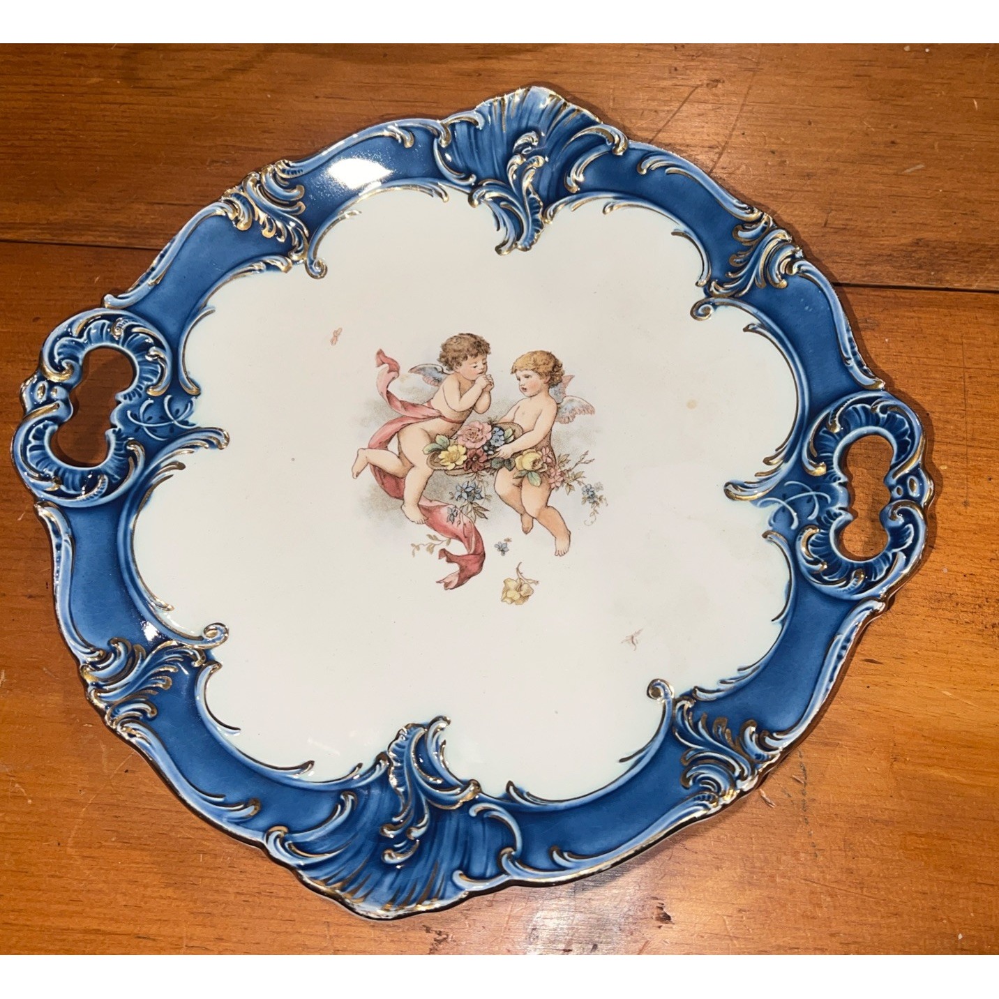 vintage 50s porcelain putti cherub romantic figural Serving Plate