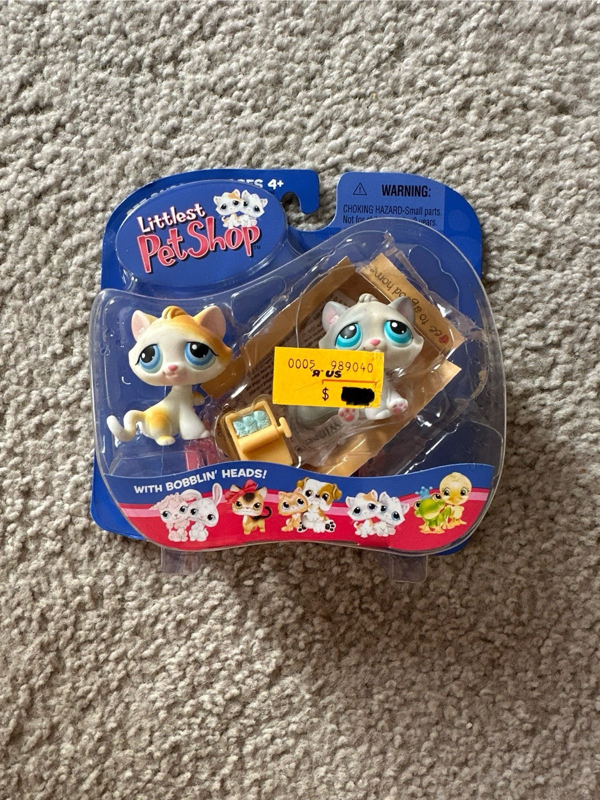 Y2K Littlest Pet Shop 2004 Pet Pairs Kittens & Sardines w/Adoption Box RARE