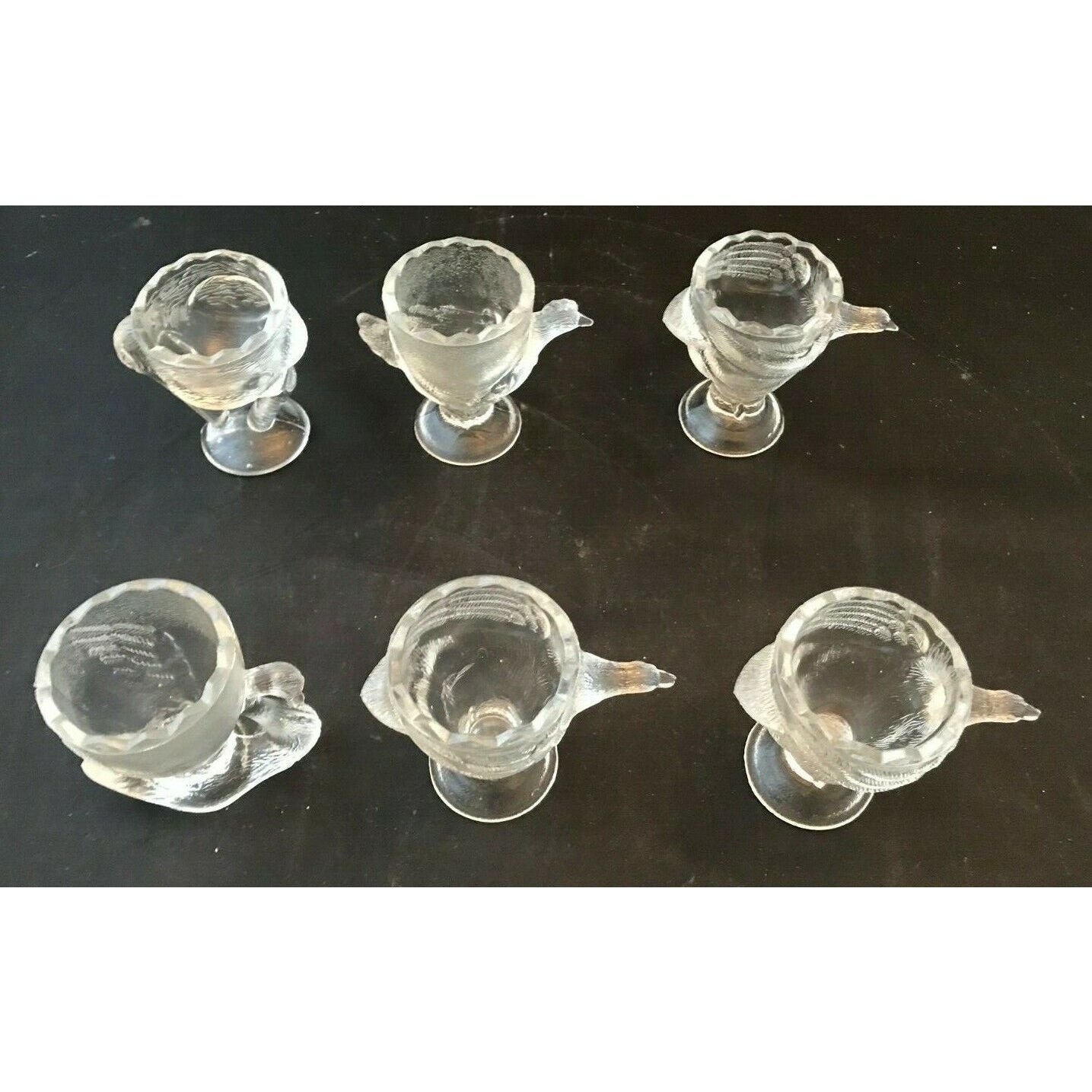 Various Set of 6 Clear 2 3/4 Bird Shape Shot Glass