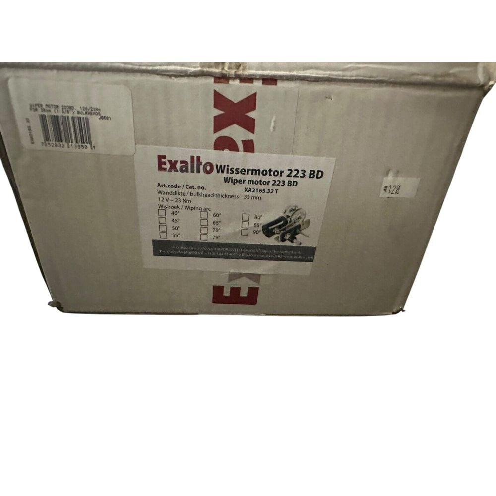 Exalto EXA2165.32, Wiper Motor 223BD, 12V/23Nm For 35mm (1 3/8 ) Bulkheads