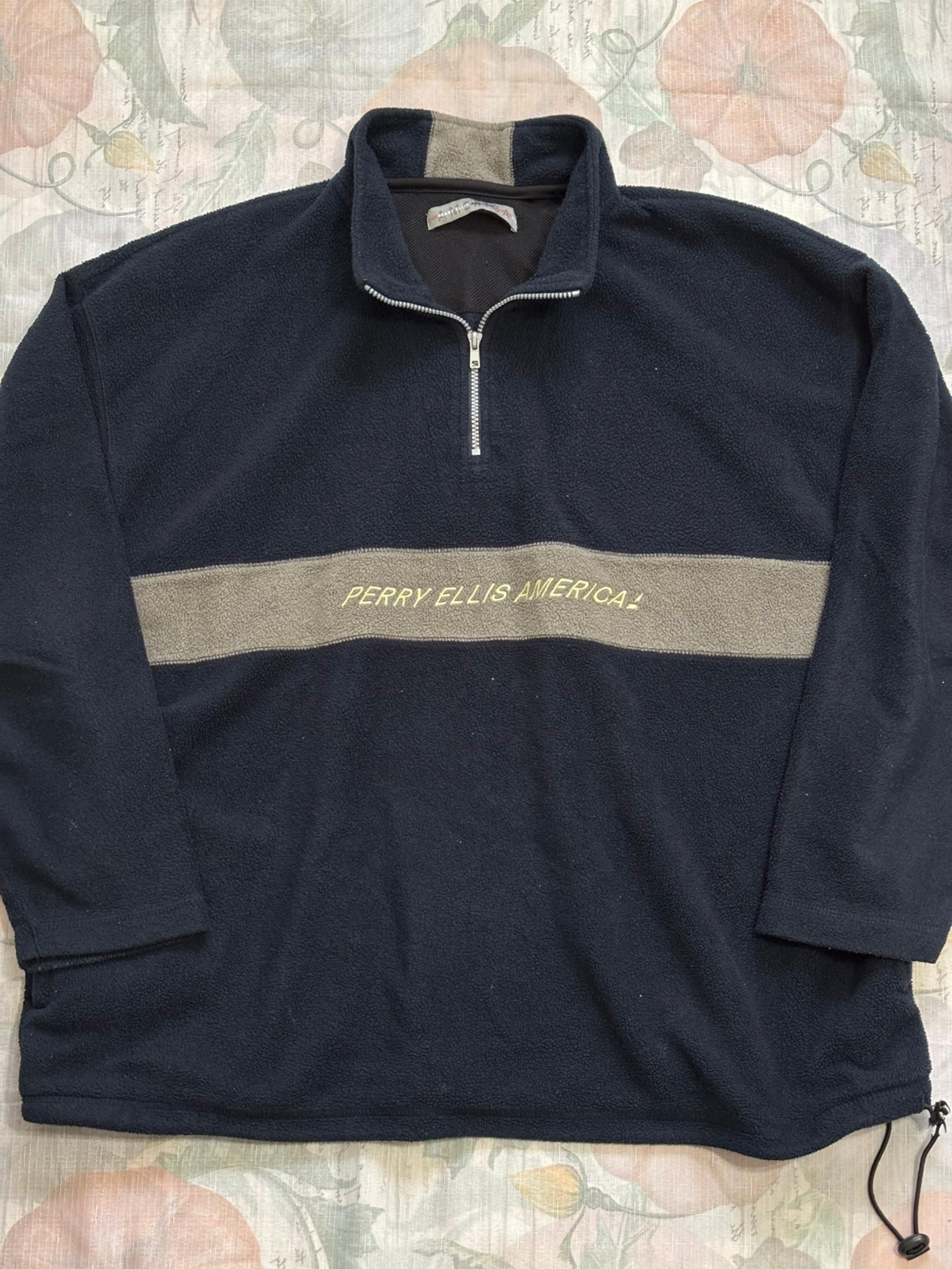 Perry Ellis America Active Men's Sherpa Fleece Sweatshirt Sweater Navy Blue 4XL
