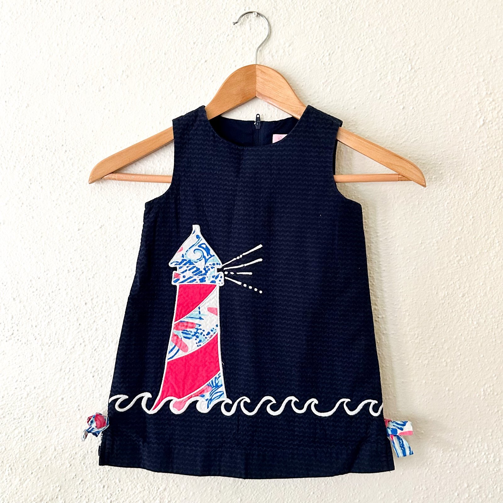 Lilly Pulitzer Toddler Girls Navy Lighthouse Shift Dress, sz 3T