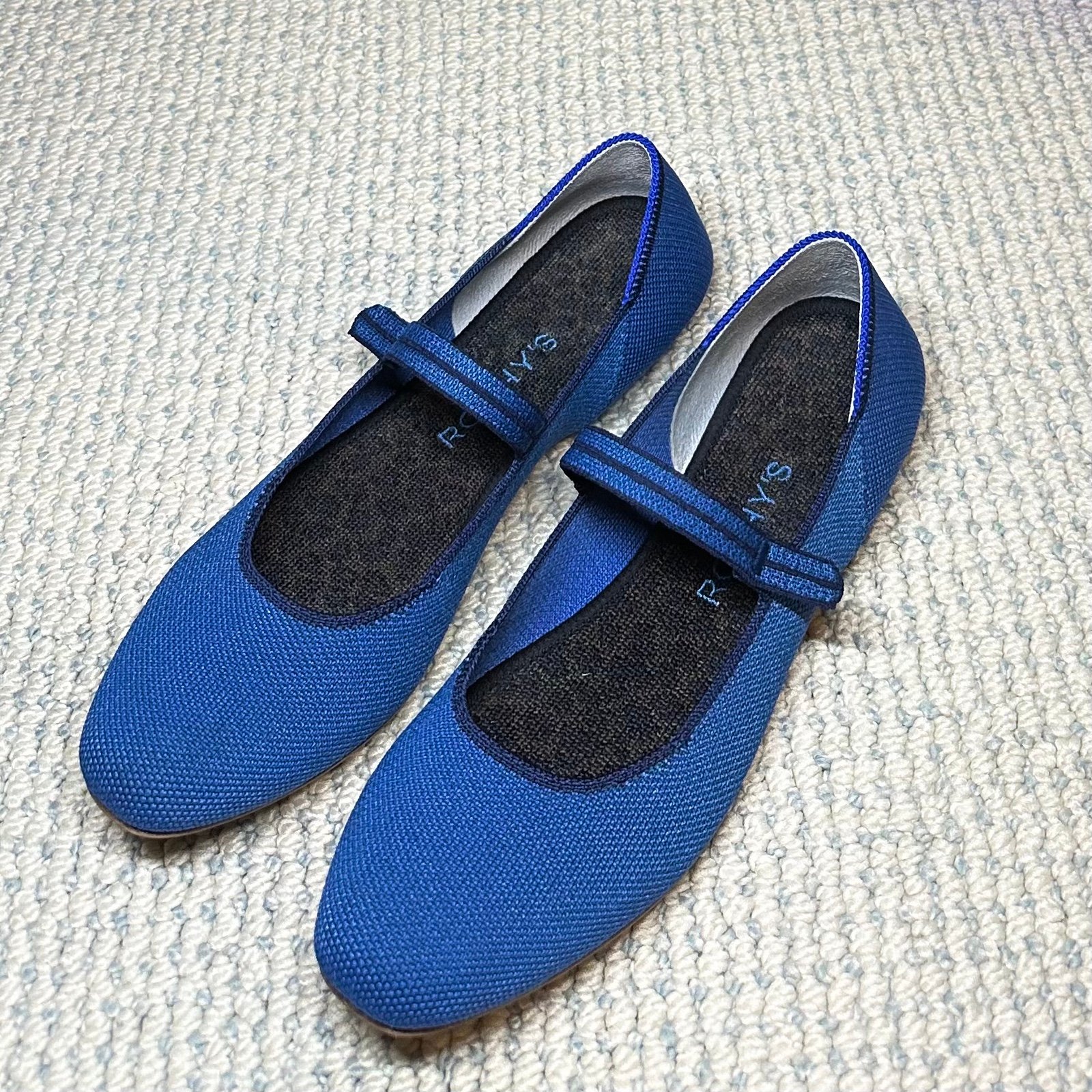 Rothy’s The Square Mary Jane Flats in cobalt blue