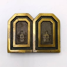Vintage Art Deco Architecture Brass Belt Buckle Art Design Gatsby Mid Century