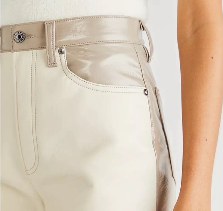 【関税込み】AGOLDE ホワイト 90s レザーパンツ Agolde 90s Pinch Waist Paneled Leather Straight Leg Pant