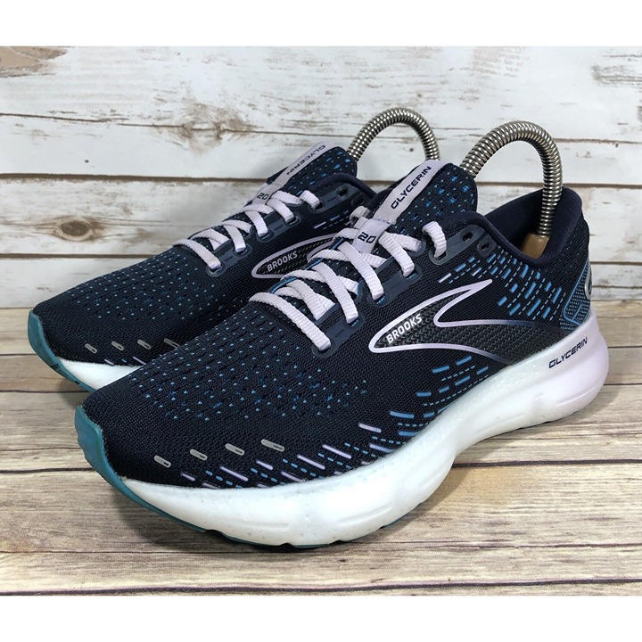 Brooks Glycerin GTS 20 Shoes Womens Size 8 Athletic Running Jogging Navy Purple