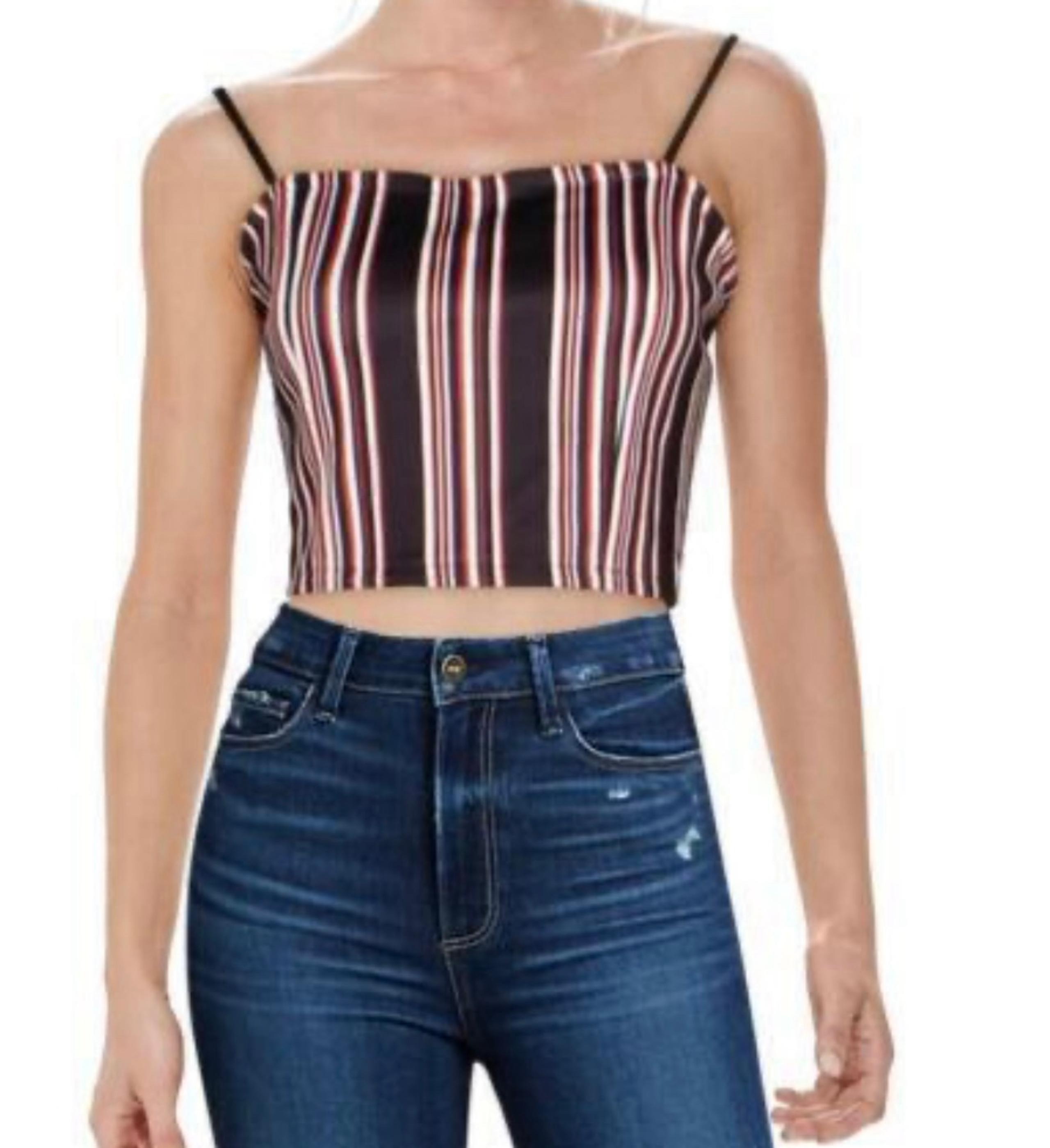 A. CALIN by FLYING TOMATO Striped Crop Tank Top Women’s Sz S EUC