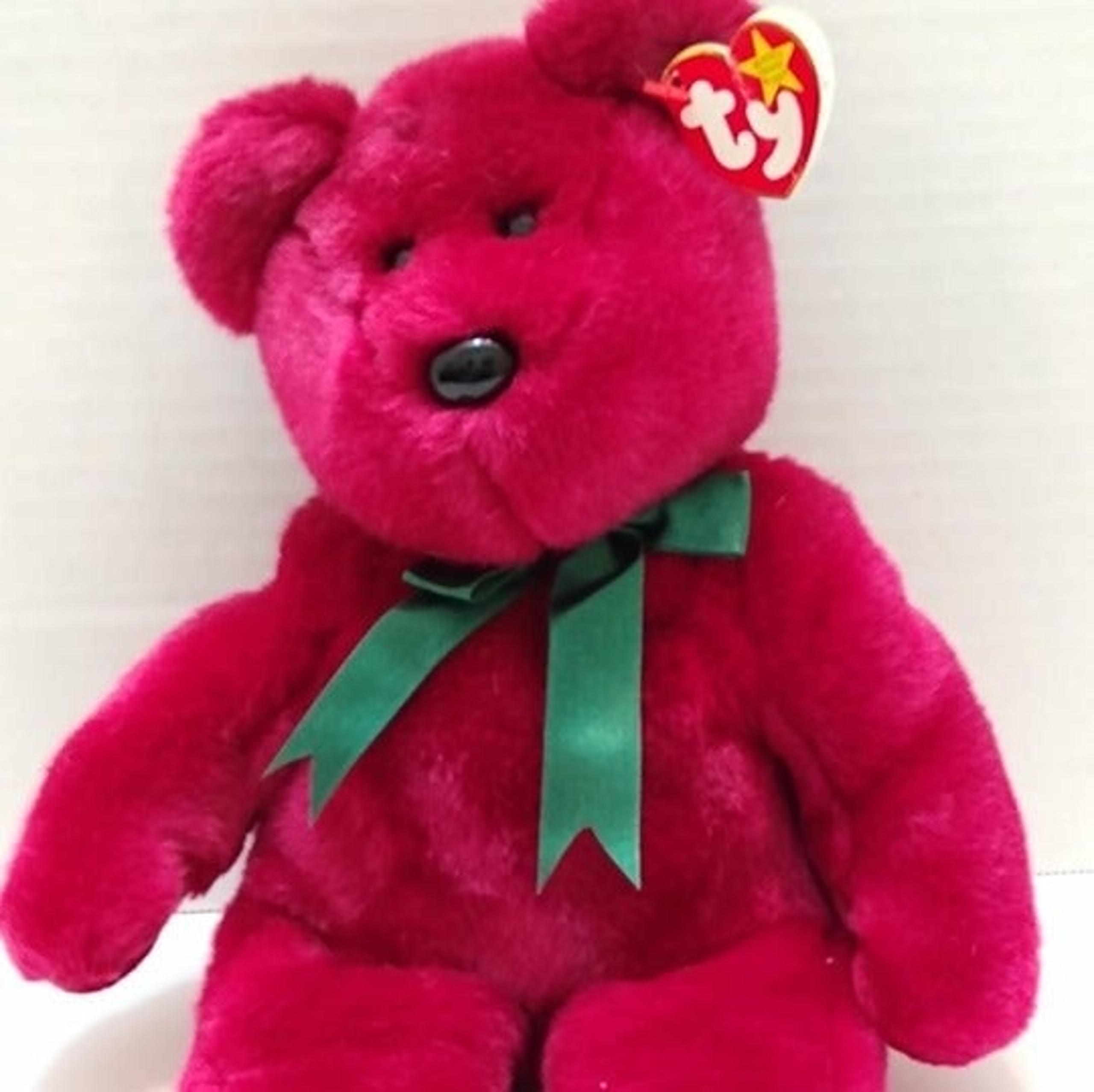 VINTAGE TY BEANIE BUDDY "TEDDY" (CRANBERRY) (9306)